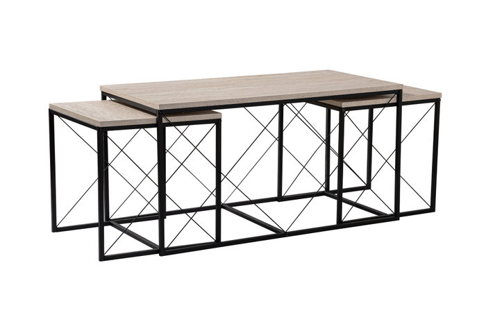 Hanah Home Juego de Mesas de Café Defne - Negro, Travertine